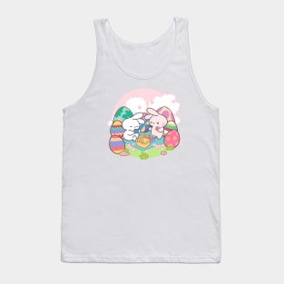 Springtime Picnic: Cute Bunny Loppi Tokki with Cherry Blossoms and Easter Eggs! Tank Top